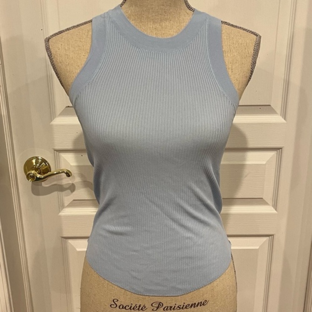 Zara Light Blue Ribbed Tank Top